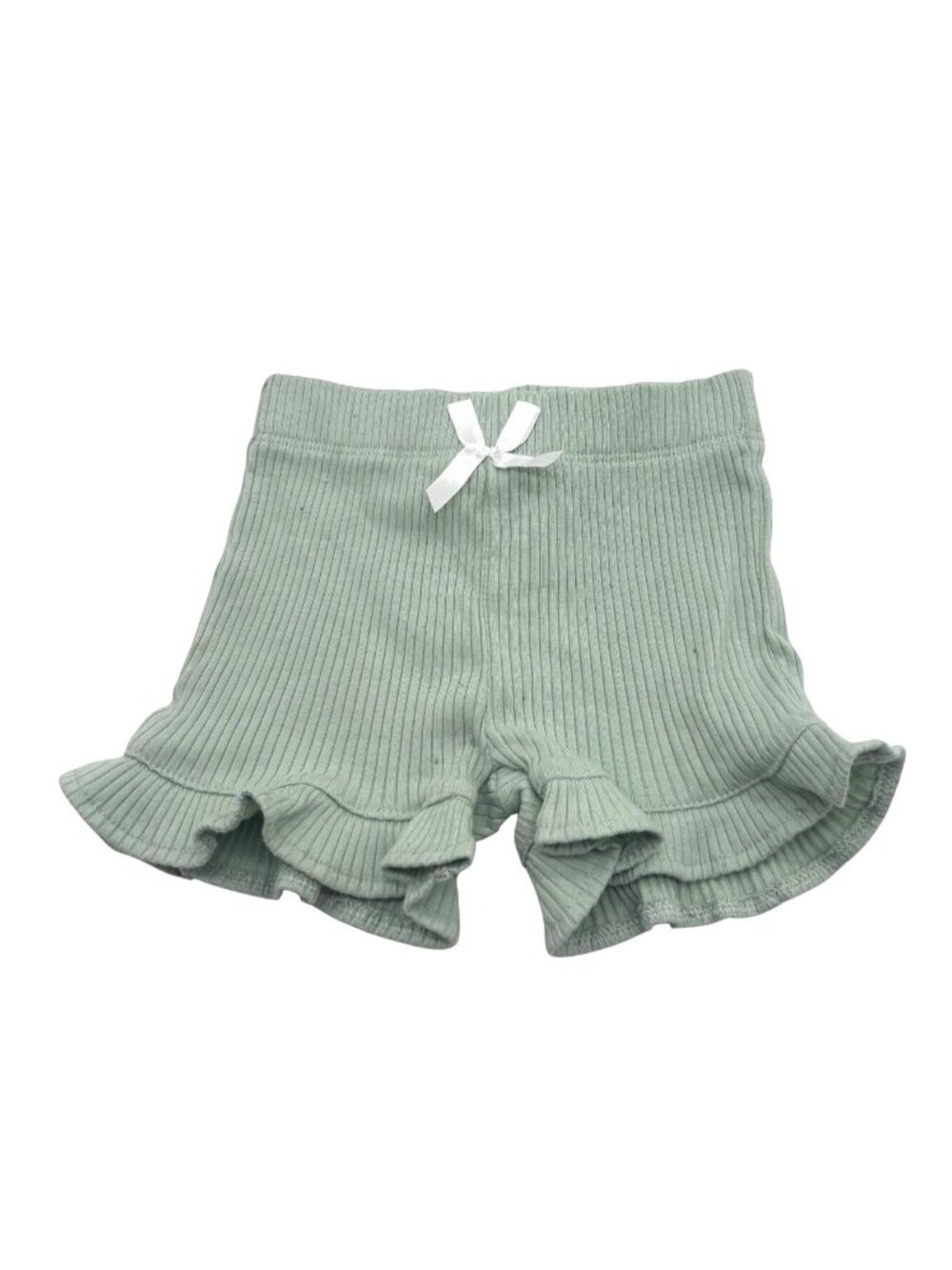 Nicole Miller New York Baby Girl's Ruffle Trim Ribbed Shorts,  Green Sz. 0/3M